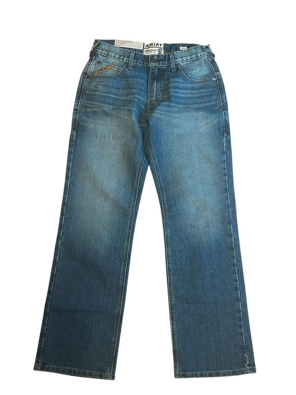 Ariat Men’s 30x32 straight leg Hamilton straight fit cowboy stretch blue jeans